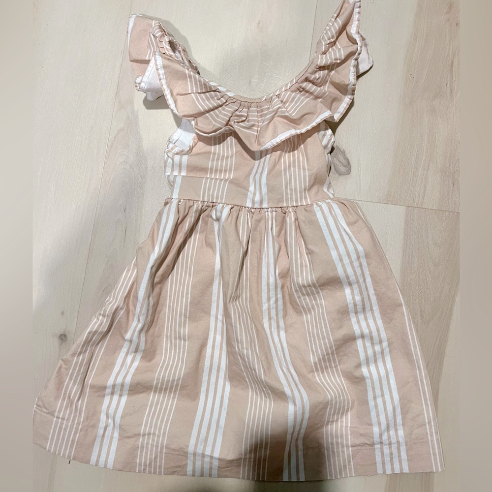 Minnow beige and white striped sundress, size 2T